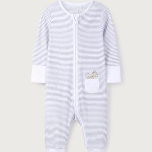 The Little White Company Stripe Zip Onesie Size 0-3 mo